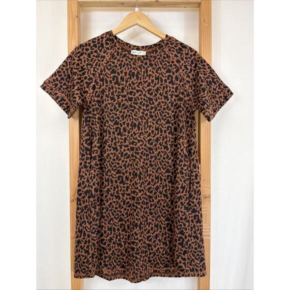 New In Dresses & Skirts - NWT New In Brown Black Cheetah Print Short Sleeve Knee Length Dress #1419 Size S